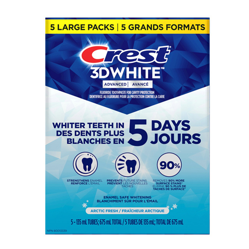 Kem đánh răng Crest 3D advanced tripple whitening 4in1 -  5*135ml